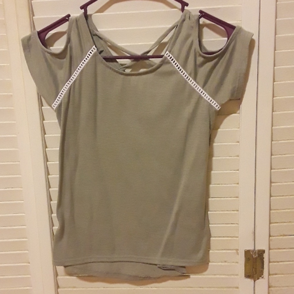 Cold shoulder green top
